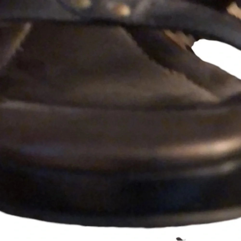 Antonio Melani size 10 genuine leather black studded platform wedge